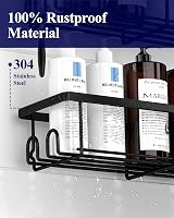 Kitsure 2 Pack Rustproof Shower Caddy - Wall Mounted Large Capacity Black view 6