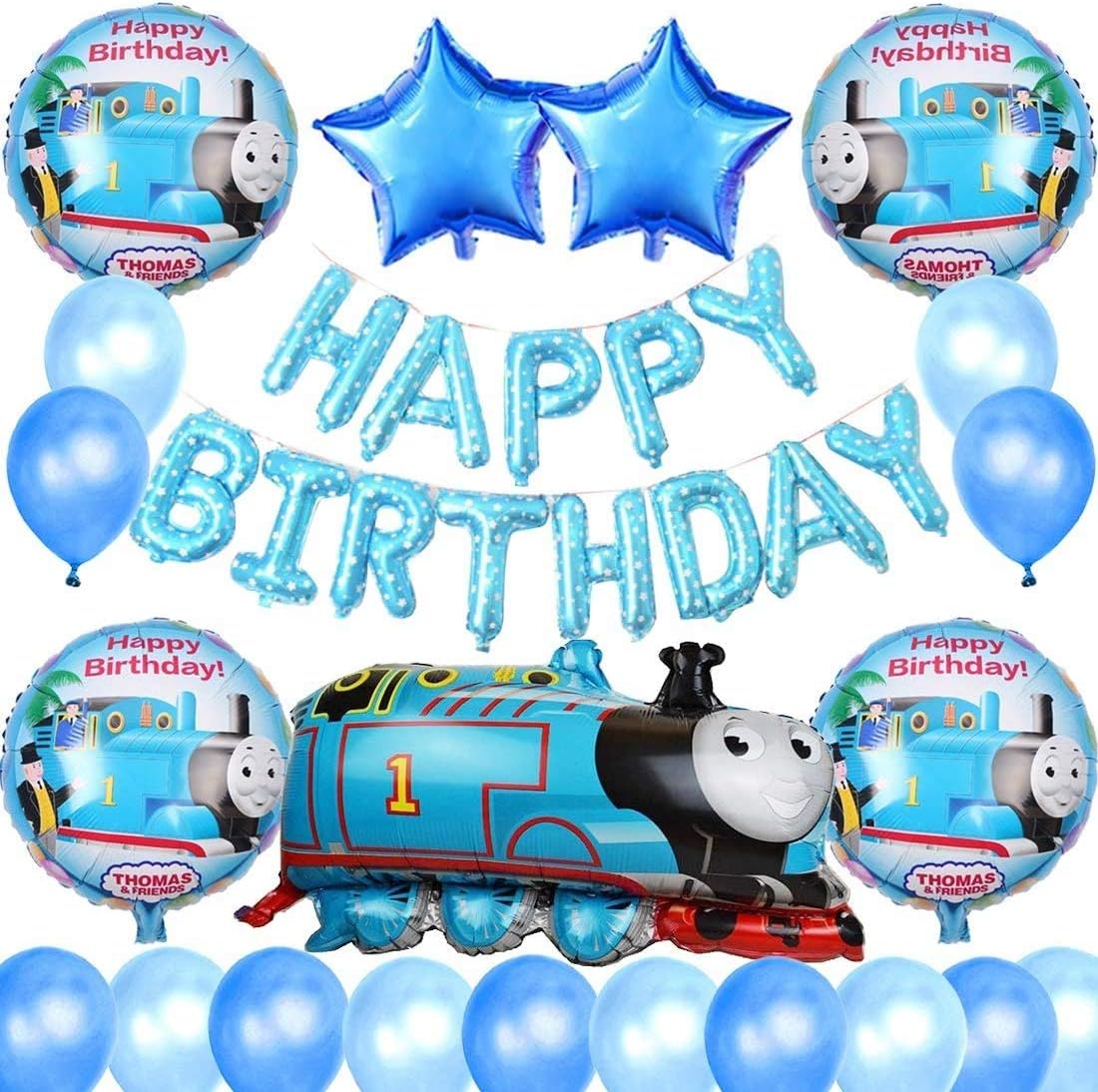 Amazon 誕生日飾り付け 可愛い機関車ト マス ブル 男の子 子供 Happy Birthdayバル ン ト マスアルミ風船 スタ 風船 ラテックスバル ン 100日お祝い 半歳 一歳誕生日パ ティ 飾り イベント装飾 風船 バルーン おもちゃ
