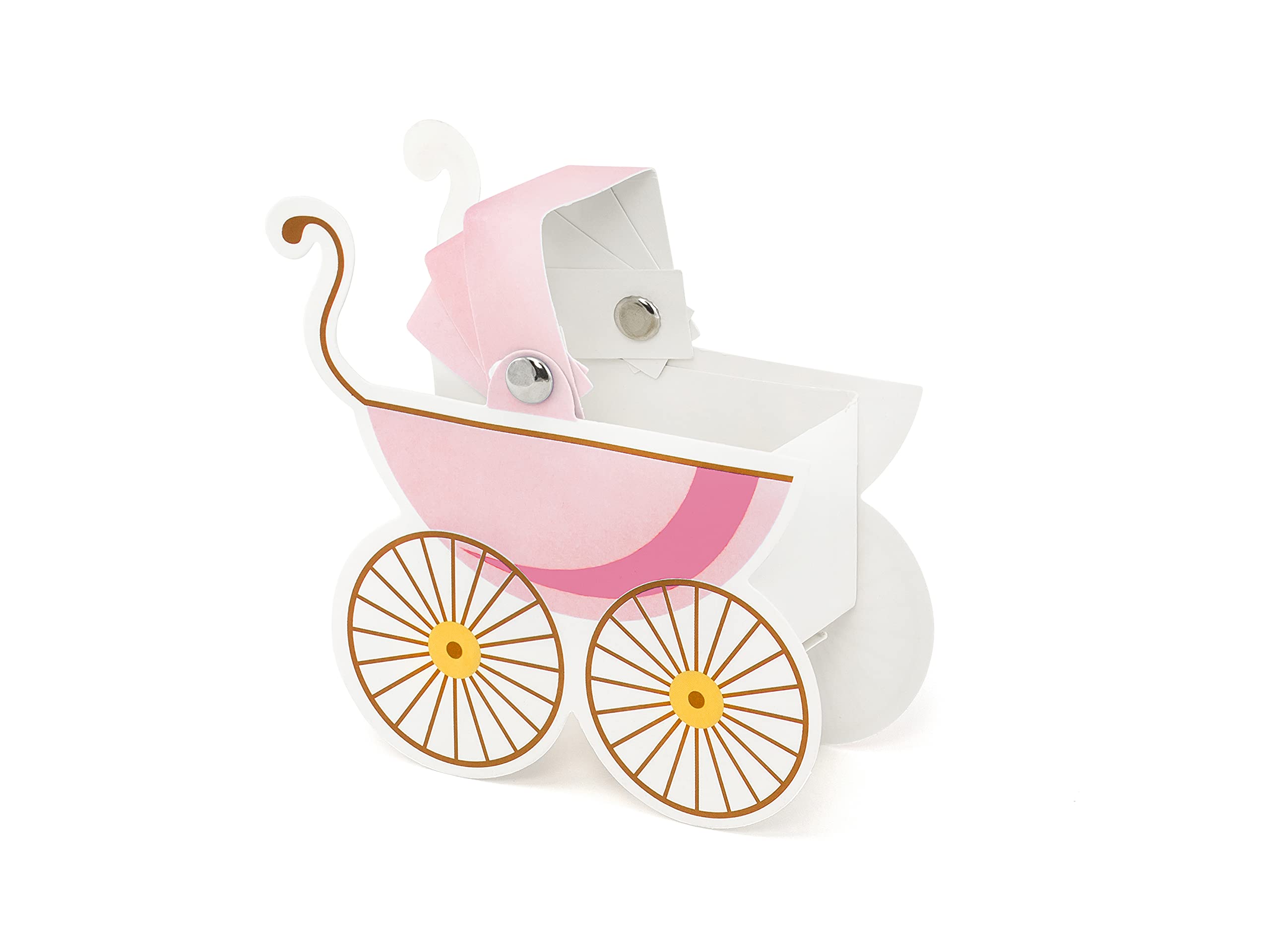 PartyDeco pudp4-r-karton – Set 10 Boxes Bomboniere Pram Place Card Holders