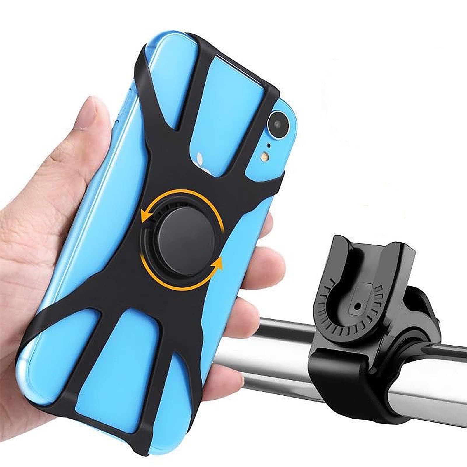 CVNRCLP Universal 360° Rotatable Detachable Bike Phone Holder - Adjustable Mount for 4" to 6.7" Smartphones - Perfect for Bicycles and Motorcycles
