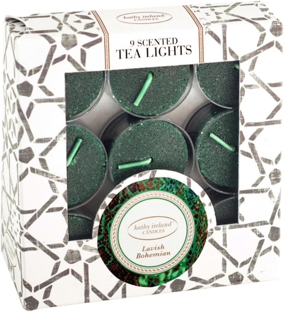 Kathy Ireland Candles Tea Light Candle, Lavish Bohemian, Set of 9