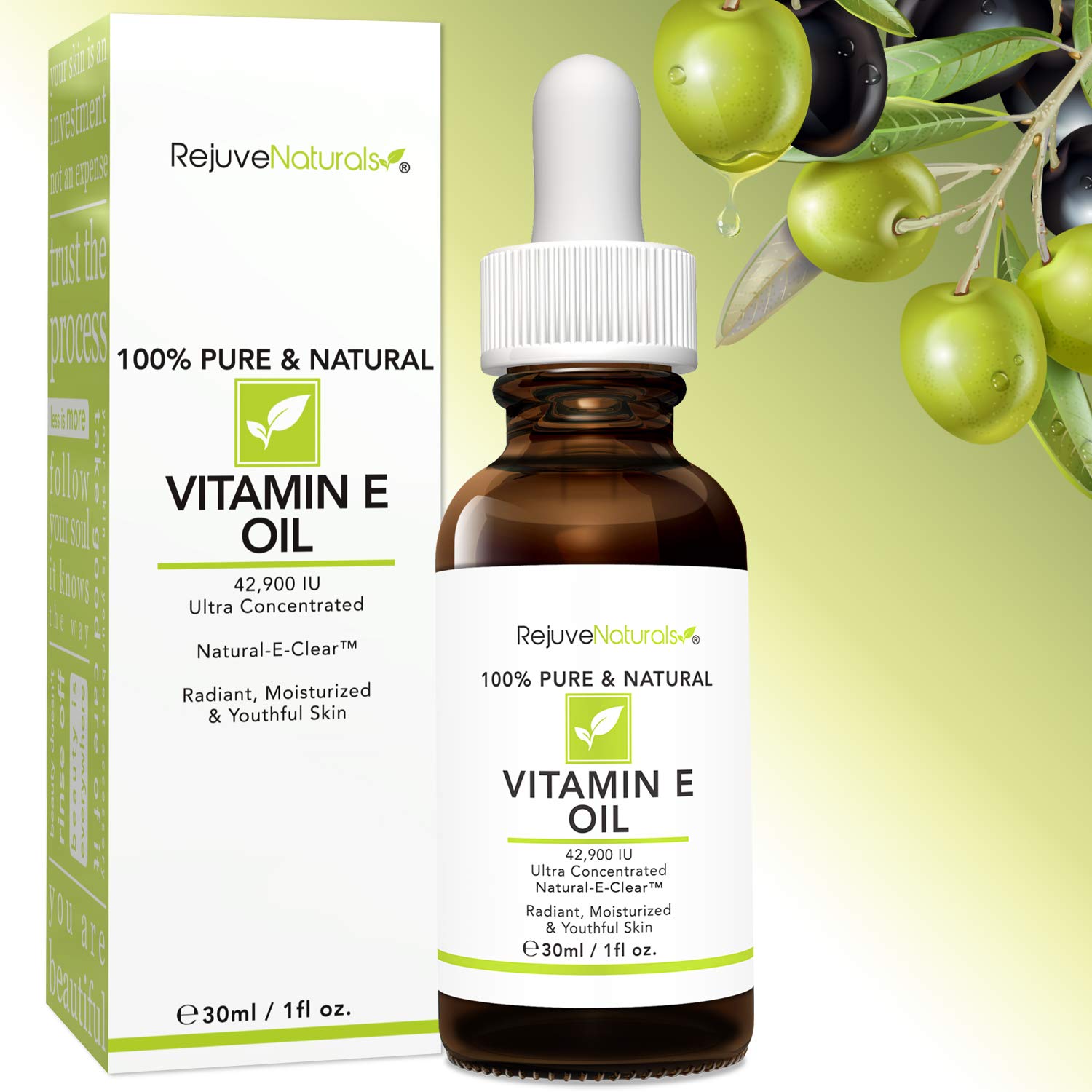 Vitamin E Oil - 100% Pure & Natural, 42,900 IU. Visibly Reduce the Look of Scars, Stretch Marks, Dark Spots & Wrinkles for Moisturized & Youthful Skin. d-alpha tocopherol (1 Fl. Oz): Beauty