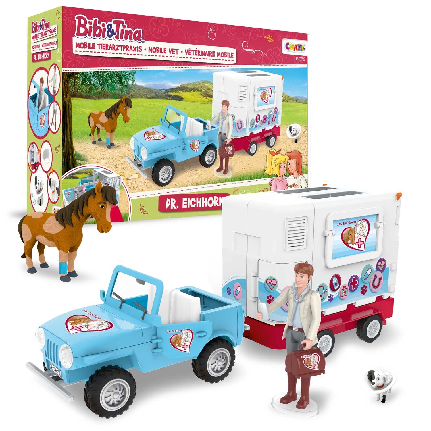 CRAZE Bibi and Tina Playset Mobile Vet Station Dr. Eichhorn Horses Toy Doctor Toy Figures Martinshof Girls Gift Games from 3 Years 19276