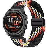 VanHooc Quickfit 22mm Magnetic Braided Watch Bands Compatible with Garmin Fenix 8 Pro/Quatix 8/Tactix 8/Fenix 8/Fenix E (47mm)/7 Pro, Replacement Nylon Strap for Women Men