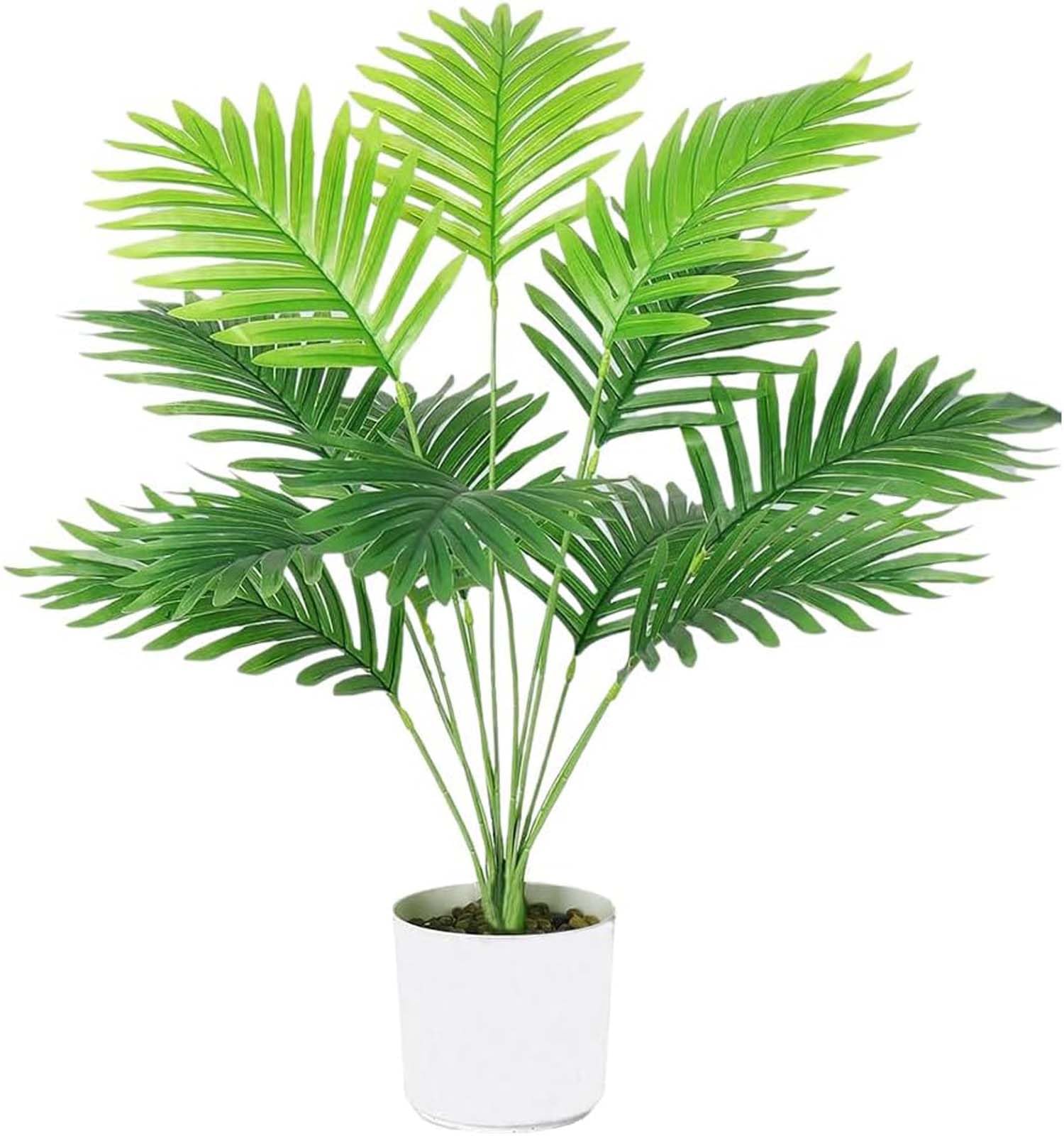 Laelfe Artificial Areca Palm Plant in Pot - 55 cm Fake Tropical Palm Plant with 12 Leaves Faux Potted Plants for Indoor Outdoor Home Garden Office Table Decorations