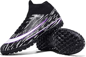 UYO Men's Soccer Shoes with Non-Slip Spikes High-Tops Lace-Up Indoor Futsal TF Turf Cleats Sneaker