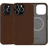 Rumwot Rich Patina Vintage Crazy Horse Real Leather Case for iPhone 15 Pro Max Compatible with MagSafe Coffee Brown- Luxury Business Unique Slim & Premium Protective Cover