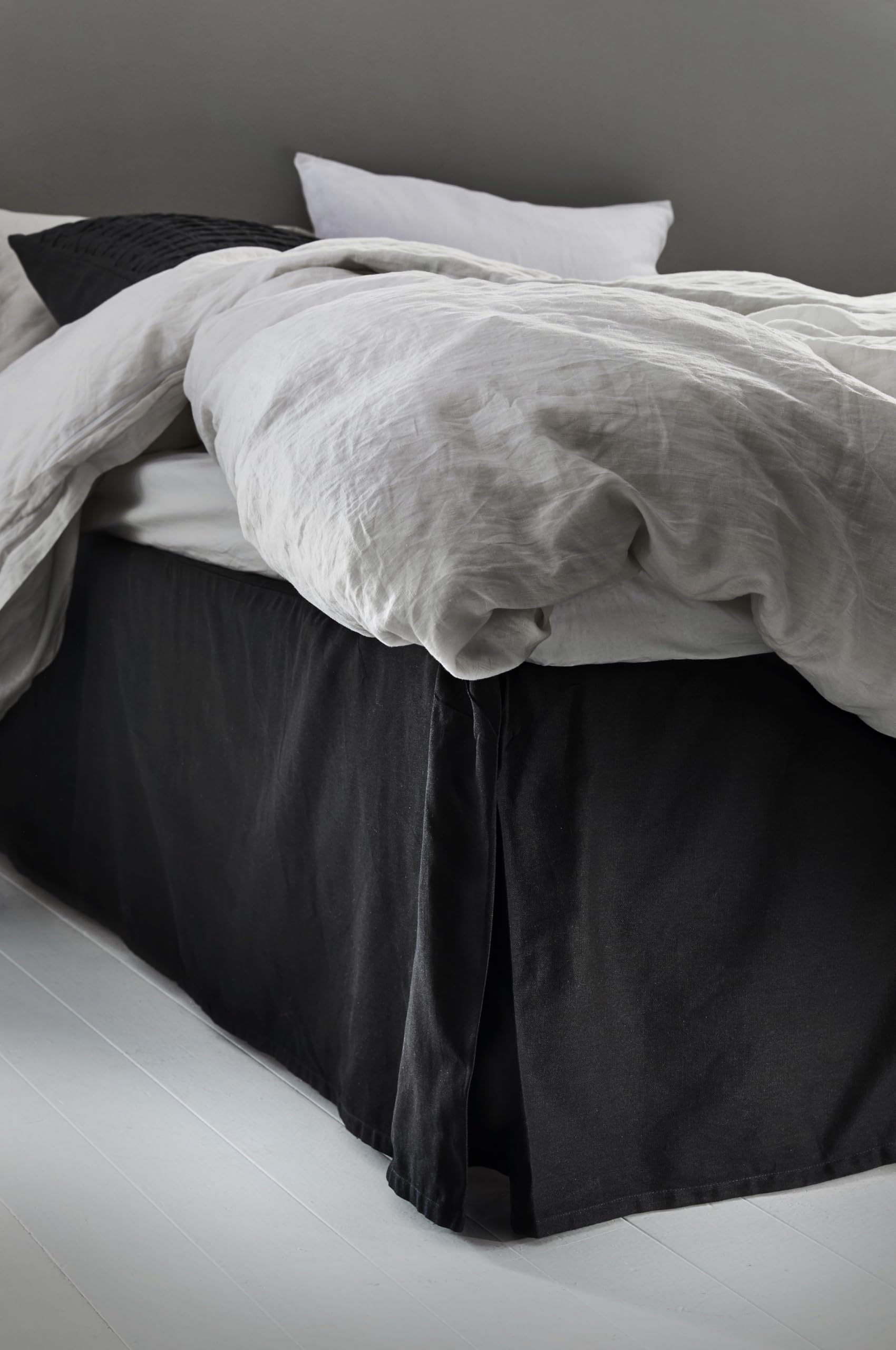 Jotex Colour Bed Skirt Organic Cotton Bed Skirt, Height 45 cm - Black, 90 x 200 cm