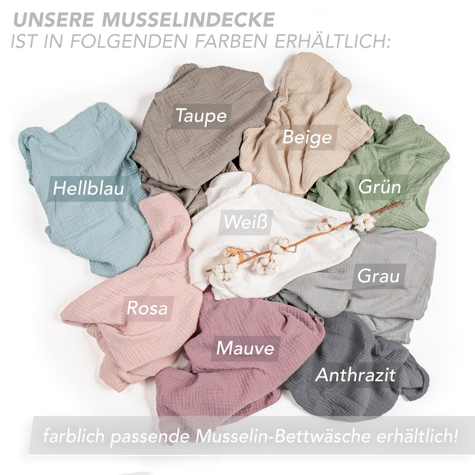 Pure Label Musselin Decke 220x240cm - Oeko-Tex zertifizierte Tagesdecke aus 100% Baumwolle | Musselin Wohn- & Kuscheldecke für Couch und Sofa in XXL | 220 x 240 cm, Farbe der Decke Beige 6