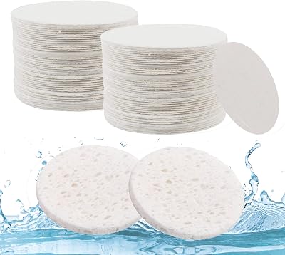 Lanjue 60 Count Facial Sponges Cleansing White Compression Sponges 2.5 Inch