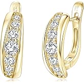 TIMEFASHION U-shaped Moissanite Hoop Earrings, 1.36cttw D Color Round Cut Moissanite, 925 Sterling Silver Earrings Elegant Jewelry Gifts for Women