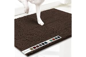 Muddy Mat® Shown ON TV Highly Absorbent Microfiber Door Mat and Pet Rug Non Slip Thick Washable Area and Bath Mat Soft Chenille for Kitchen Bathroom Bedroom Indoor and Outdoor-Brown Medium 30"X19"