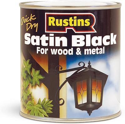 Rustins Quick Drying Satin Black Paint 1L - Fast Dry Interior Exterior