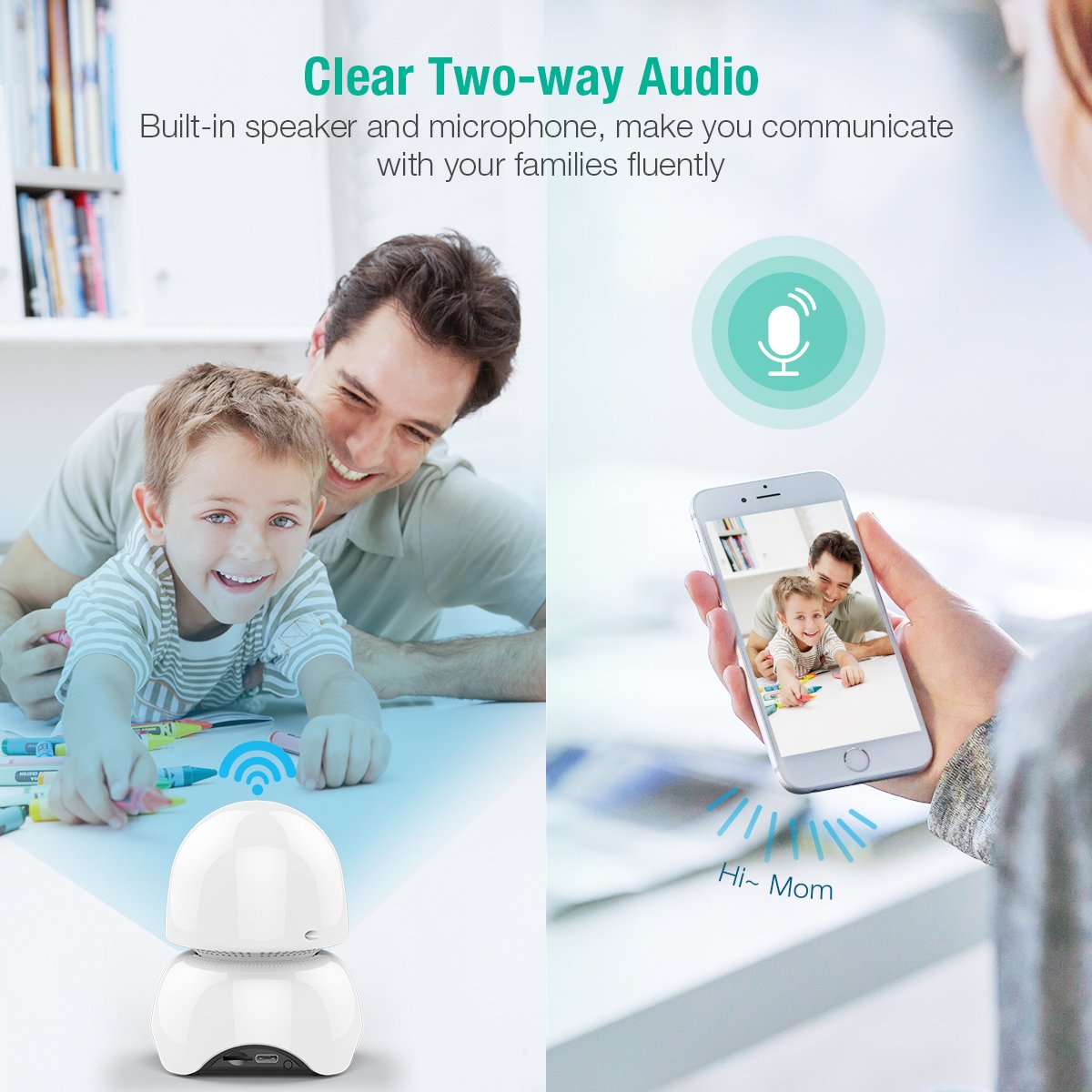 FirstPower Home Camera 1080p Wireless IP Security Surveillance Camera with Night Vision Two-way Talk Motion Detection Pan/Tilt Remote Control for Elder Baby Monitor Nanny Pet with IOS Android PC