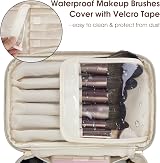 Wandering Nature Travel Makeup Bag with Brush Compartment Beige PU Leather view 2