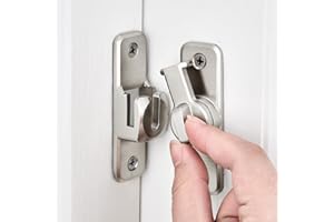 INIRET Silvery Enhanced Security Flip Latch Lock - Heavy-Duty 90/180 Degree Sliding and Swing Door Latch for Barns, Gates, and More