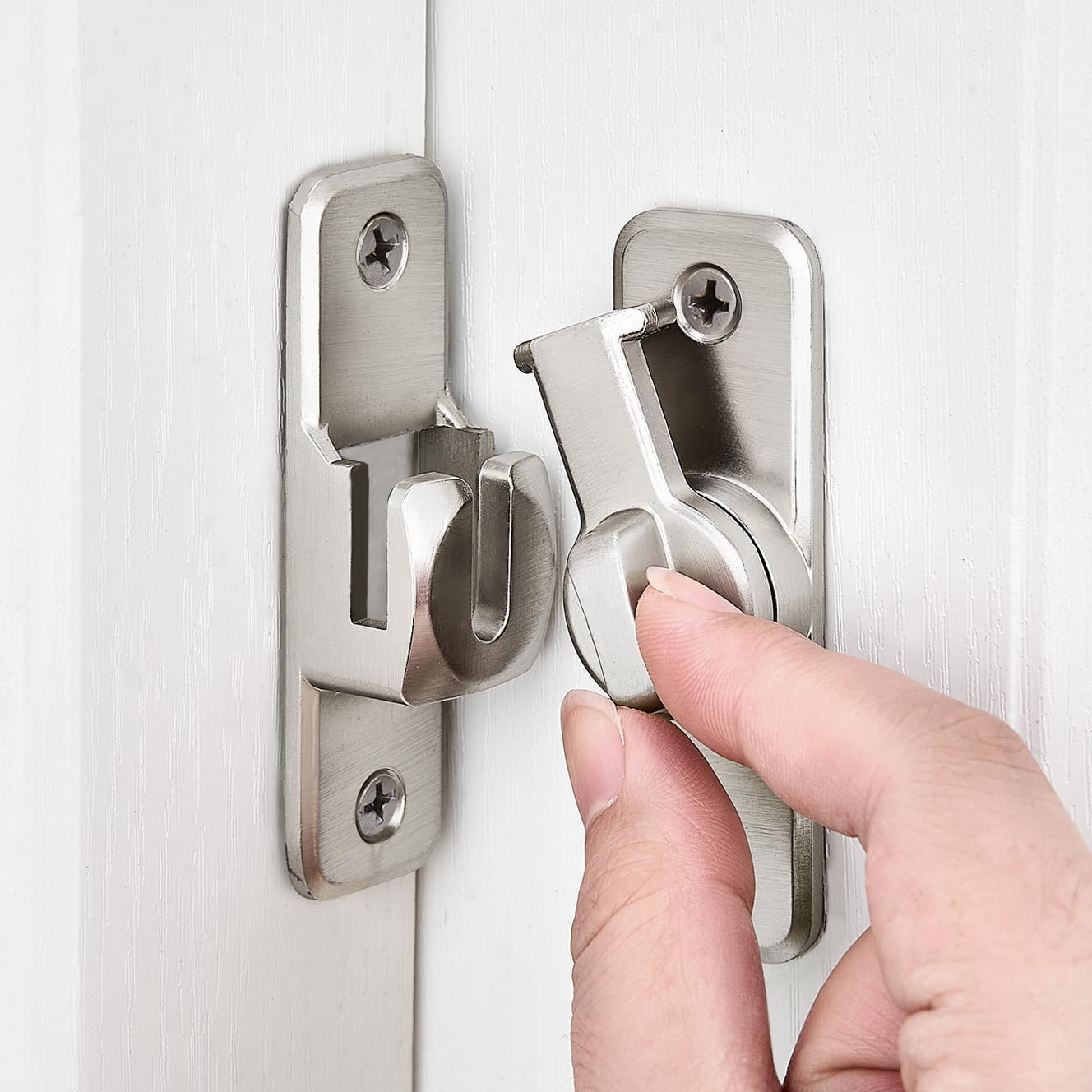 90 Degree Sliding Barn Door Lock Latch - Black Zinc Alloy, For Gates, Cabinets, & Barn Doors