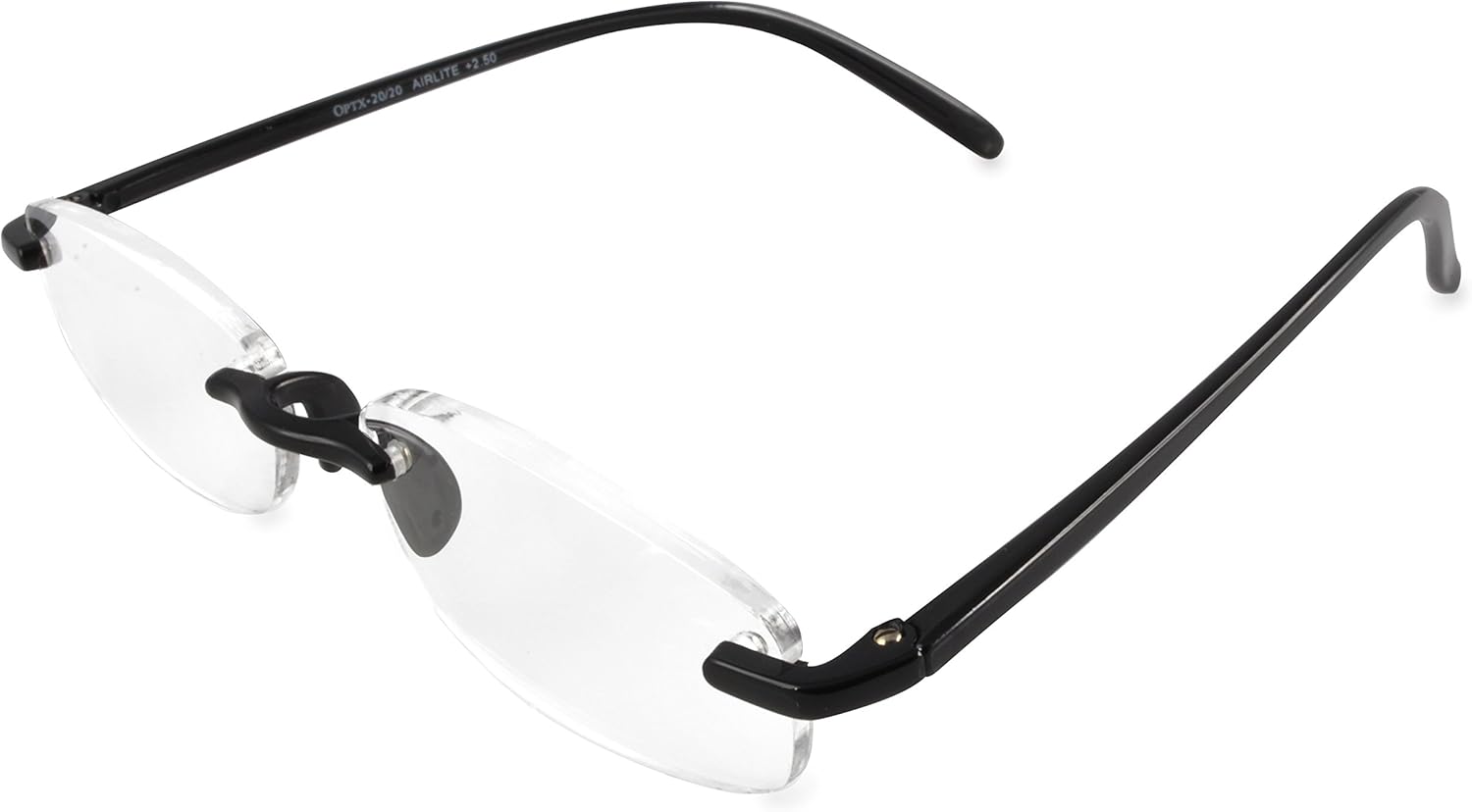 OPTX 20/20 Airlite Rimless Reading Glasses, Black, One Size