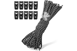 Hikeman Tent Guy Ropes 2mm-Ultralight Strong Guy Lines with Tensioner Reflective UHMWPE Fiber Tent Cord for Camping, Hiking, Backpacking Rope (Black, 65 Feet, 10 Tensioners)