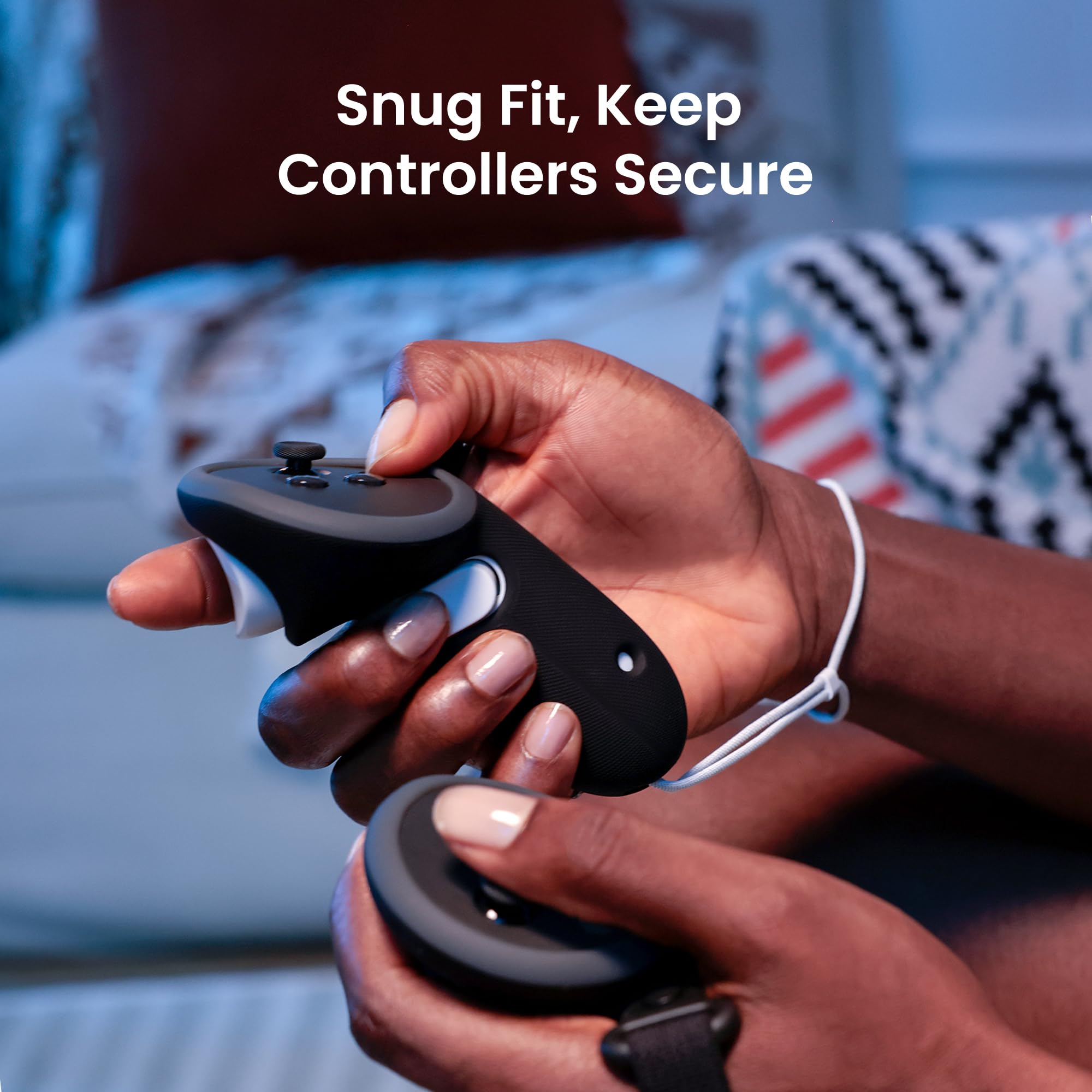 KIWI design Upgraded Controller Grips Protector Compatible with Oculus/Meta Quest 3/3S, Non-Slip Handle Cover with Battery Opening, Accessories Made for Meta