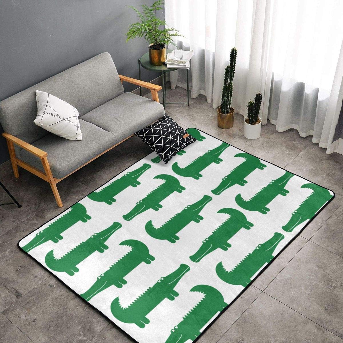 Alfombras de cocina de cocodrilo verde de dibujos animados, dormitorio