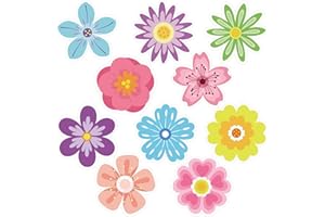 CCINEE 60pcs Flower Cutouts,3 in Spring Flower Shaped Paper Cutouts Double Sided Flowers for Spring Bulletin Borad Classroom 