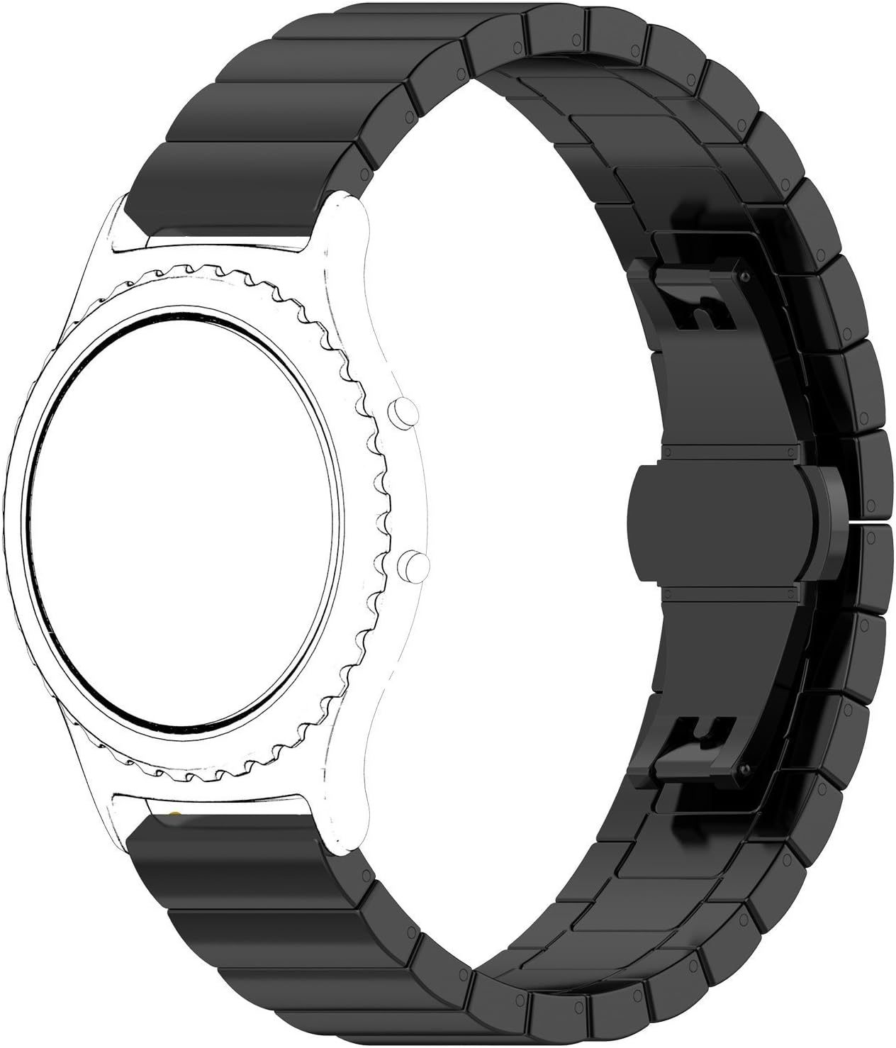 SongNi® For Samsung Gear Sport Straps, Stainless Steel Watch Bracelet Band Strap For Samsung Gear Sport SM-R600/ Gear S2 Classic SM-R732 & SM-R735 Watch-One Strains Black
