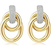 Chunky Gold Earrings Cubic Zirconia Dangle Earrings for Women Trendy Gold and Silver Dangly Statement Large