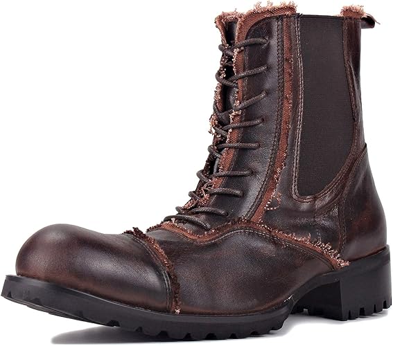Amazon Osstone チャッカブーツ人気本革マーチンメンズブリティッシュスタイルのサイドジップミリタリーックバイカーマウンテンバイクブーツ つけ帯 Os Jh101 Jp ブーツ