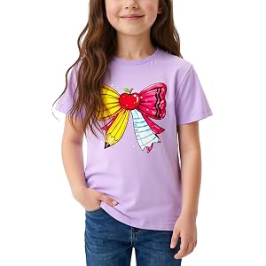 TUONROAD Girls Shool Days T-Shirts fo Girls Short Sleeve Top Tees Size 4-8