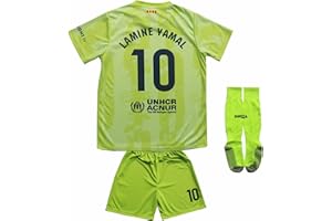 CEKFAX 2024/2025 Barca Third #10 Lamine Yamal Football Soccer Kids Jersey Shorts Socks Set Youth Sizes