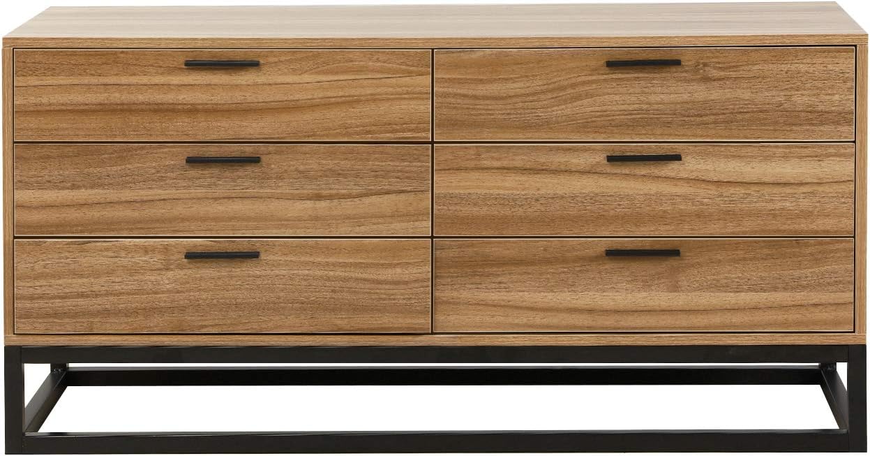 SDHYL Practical Standing Storage Cabinet with 6 Drawers, Stylish Wood Dresser Organizer Chest of Drawers for Bedroom, Living Room, Entryway, Office, TV Stand, Walnut, S7-DX-548