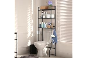 Over The Toilet Storage Over Toilet Rack Bathroom Organizer 3 Tier Toilet Shelf with 4 Hooks and Toilet Paper Holder Freestan