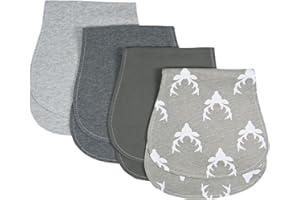 Arnzion Baby Burp Cloths Baby Burp Set Curved Absorbent and Soft Valuable 4 Pack Double Layers (Grey Hue Deer)