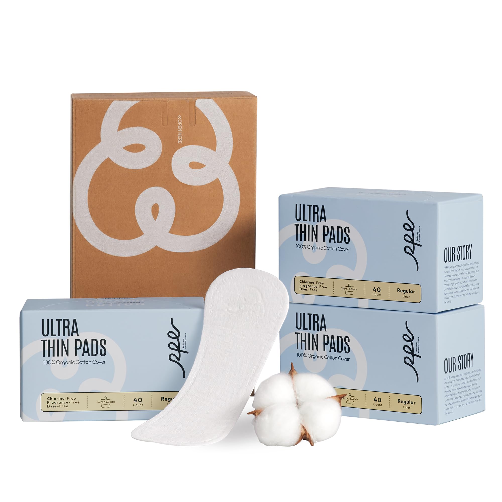Photo 1 of 100% Organic Panty Liners for Women, Ultra Thin Cotton Cover, Regular Pantiliners, Light Absorbency, Unscented Barely There Pantie Liners, Individually Wrapped (Regular Liner, Size 1, 120ct)