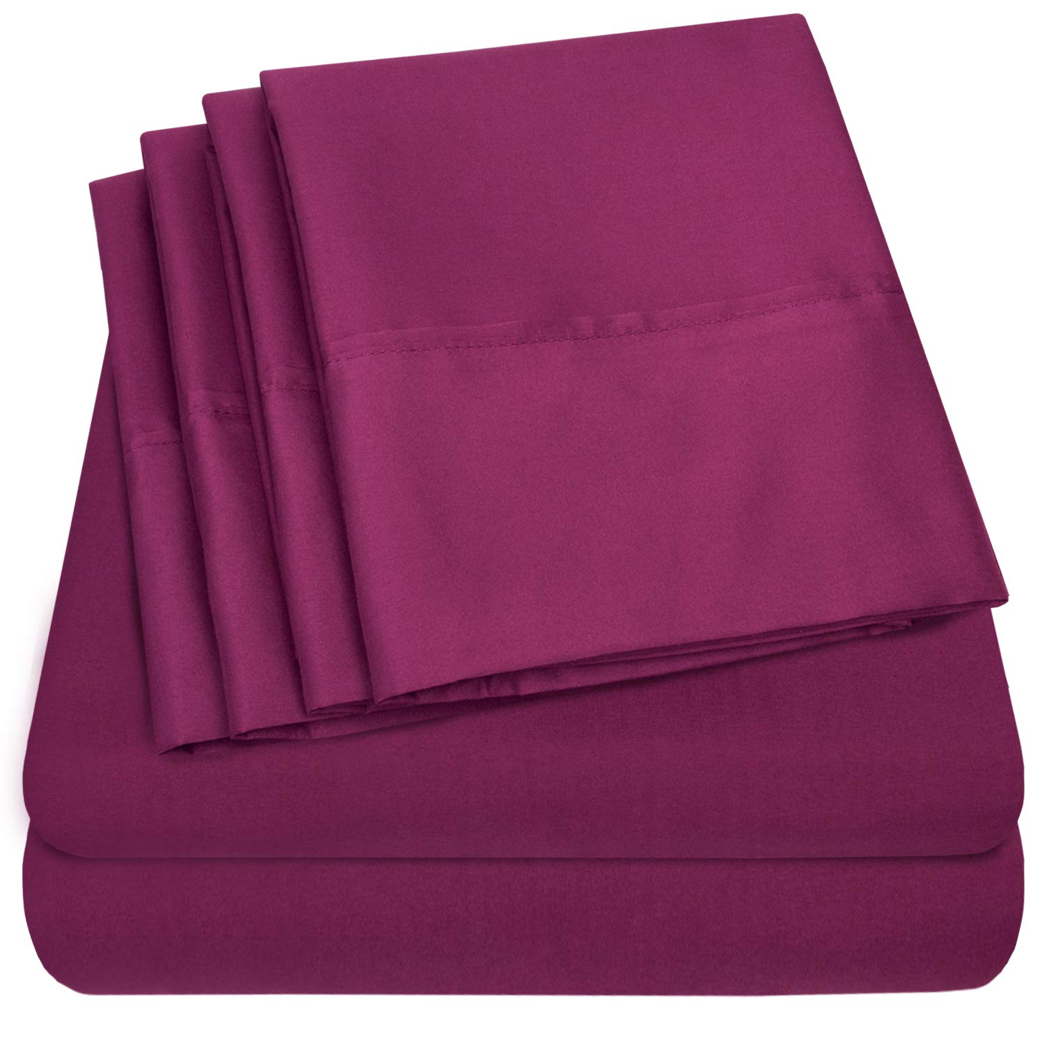 Sweet Home Collection Quality Deep Pocket Bed Sheet Set - 2 Extra Pillow Cases, Value, Twin, Berry, 4 Piece (Pack of 12) Image Sweet Home Collection Quality Deep Pocket Bed Sheet Set - 2 Extra Pillow Cases, Value, Twin, Berry, 4 Piece (Pack of 12) Image