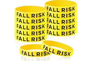 Sumind 12 Pcs Fall Risk Bracelet Emergency Alert Wristband for Elderly Patient Wristbands Fall Risk Silicone Rubber Bracelets for Men Women Old People Gifts(Yellow)