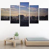 SIGNWIN 5 Panel Canvas Wall Art Cityscape Sunset for Home Decorations Ready to Hang - 60