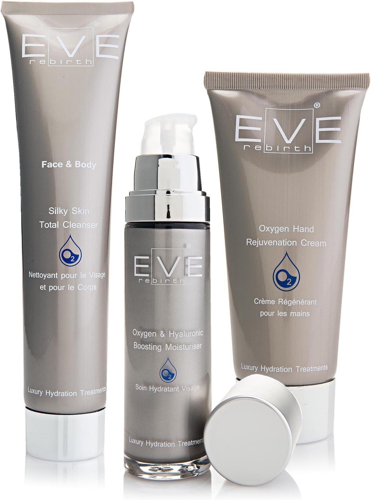KIT: Oxygen & Hyaluronic Boosting Moisturiser/Oxygen Hand Rejuvenation Cream/Silky Skin Total Cleanser