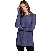 RBX Active Fashion Women's Yoga Tunic Sweatshirt, Lightweight French Terry Long Sleeve Top with Thumbholes & Ribbed Side