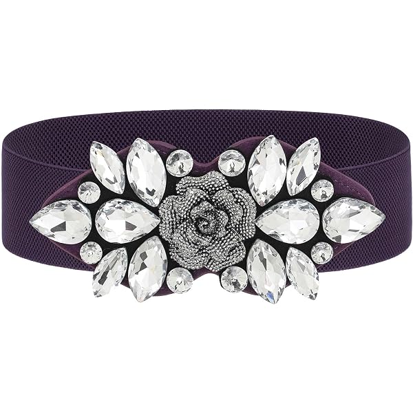 Choleeki Stretchy Rhinestone Wide Belt Elastic Crystal Thick  display picture 3