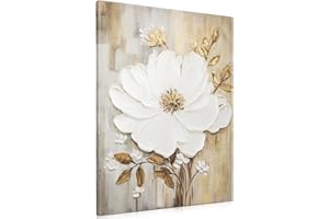 ARBORUS Wall Art Maglonia Flower Large Canvas Oil Painting Hand Painted Floral Pictures Aesthetic Botanical Artwork for Living Room Bedroom Hotel Decoration, 39.4" x 29.5"