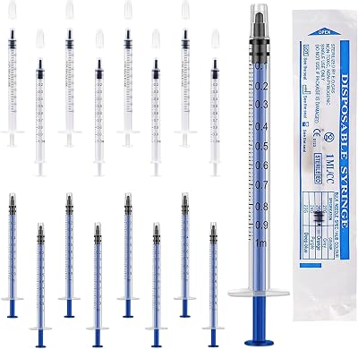 Molkor 20Pcs 1ml Syringes with Caps No Needle for Lab, Refilling, Plant Watering