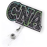 Black Glitter CNA Badge Reel Retractable for Certified Nursing Assistant & Hospital Worker, CNA Nurse Graduation Gifts, Funny CNA Badge Holder with Alligator Clip & 24” Durable Nylon Cord | Acrylic