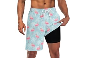 UNICOMIDEA Men Swim Trunks with Compression Liner 9 Inch Long Board Shorts
