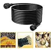cshare Extension Cords for String Lights Inflatable Decorations, 2 Pin 16.4FT Outdoor Extension Cable Waterproof for Class2 Power Adapter Solar Pannel Holiday Black