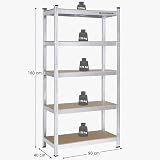 SONGMICS 5 Tier Heavy Duty Shelving Unit 875kg Garage Basement Storage Silver view 3