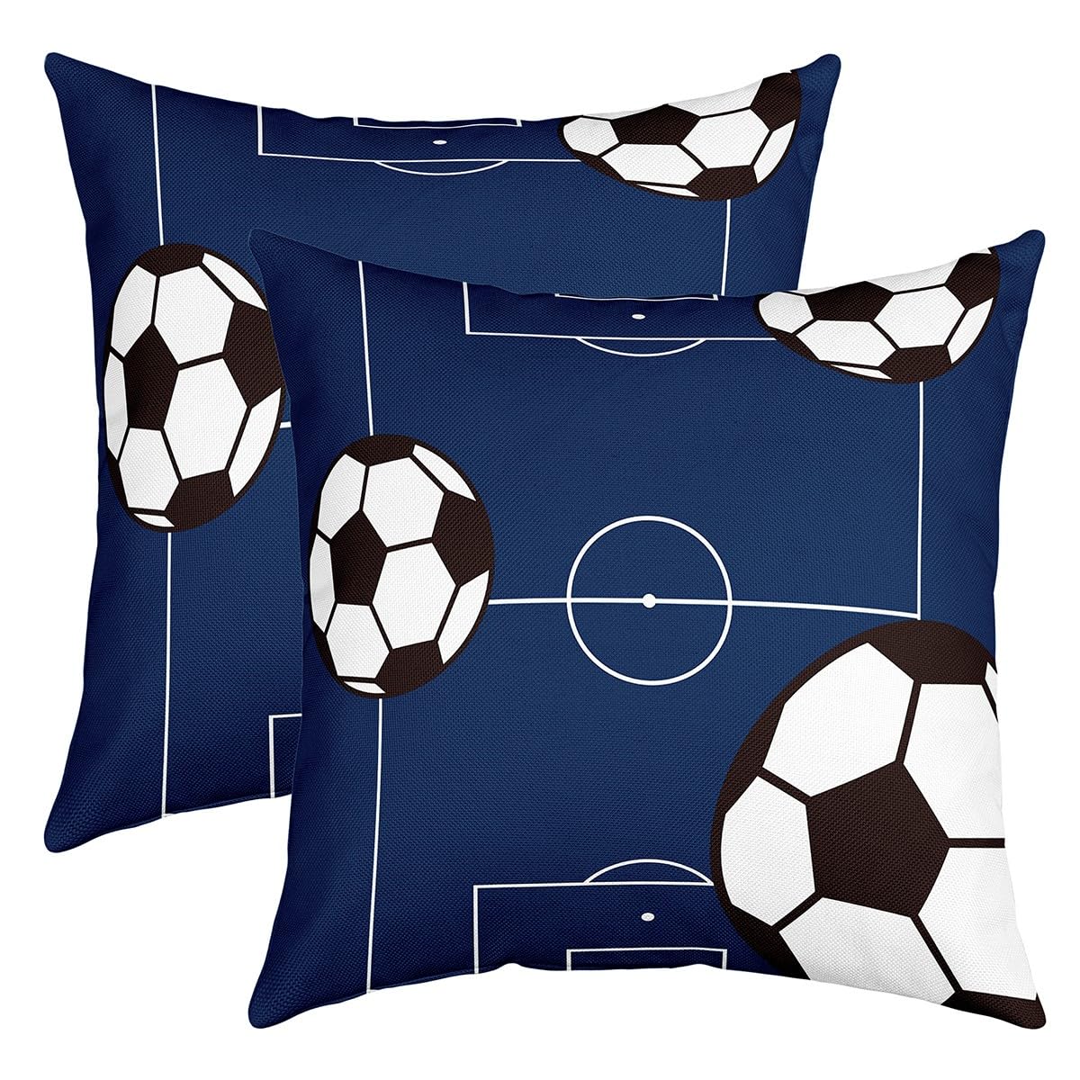 Football Throw Pillow Covers Set of 2 Kids Soccer Ball Pattern Decor Pillowcase for Sofa Couch Bed Chair Car Sports Theme Cushion Case Football Court Outdoor Pillows Covers Room Decor 16x16 Inch