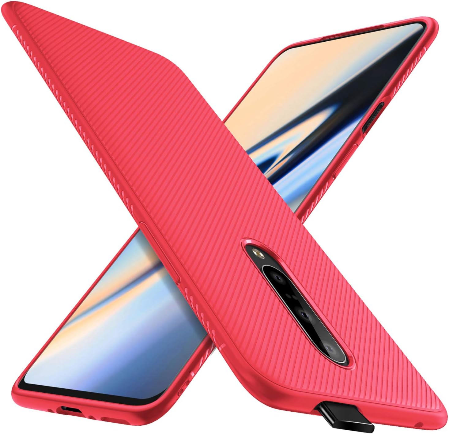 OnePlus 7 Pro Case, KuGi OnePlus 7 Pro Case, JS Scratch Resistant & Anti Slip Grippy Soft TPU Case for OnePlus 7 Pro Smartphone (Red)