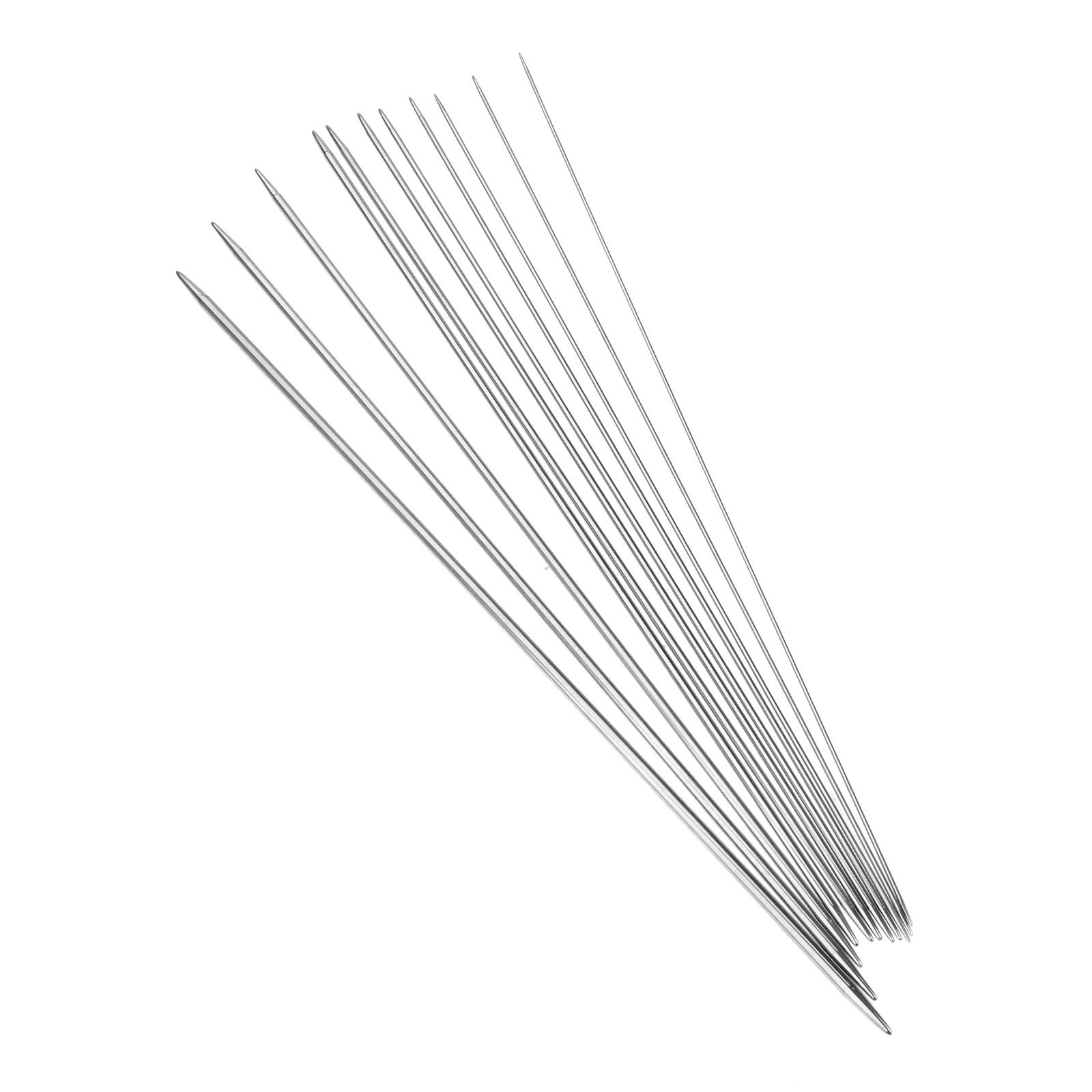 Hicello 44PCS 36cm Long Double Ended Knitting Needles, 11 Sizes Stainless Steel DPNs Double Pointed Weaving Needles, Dia-1.5mm, 1.75mm, 2mm, 2.25mm, 2.75mm, 3mm, 3.25mm, 3.75mm, 4mm, 4.5mm, 5mm
